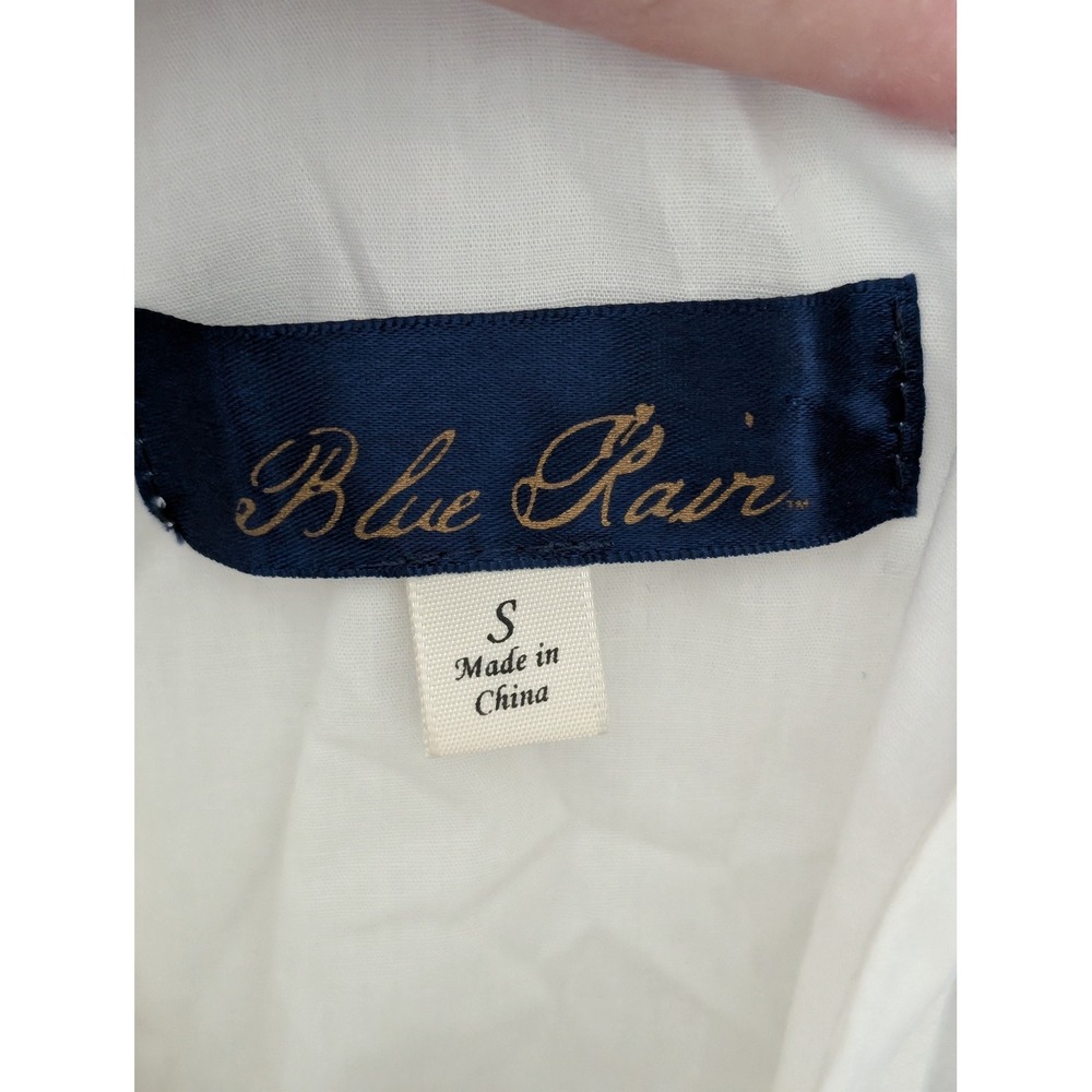 Blue Rain White Eyelet Mini Dress Womens Small Halter Neck Pom Pom Trim Scallop - Picture 5 of 7